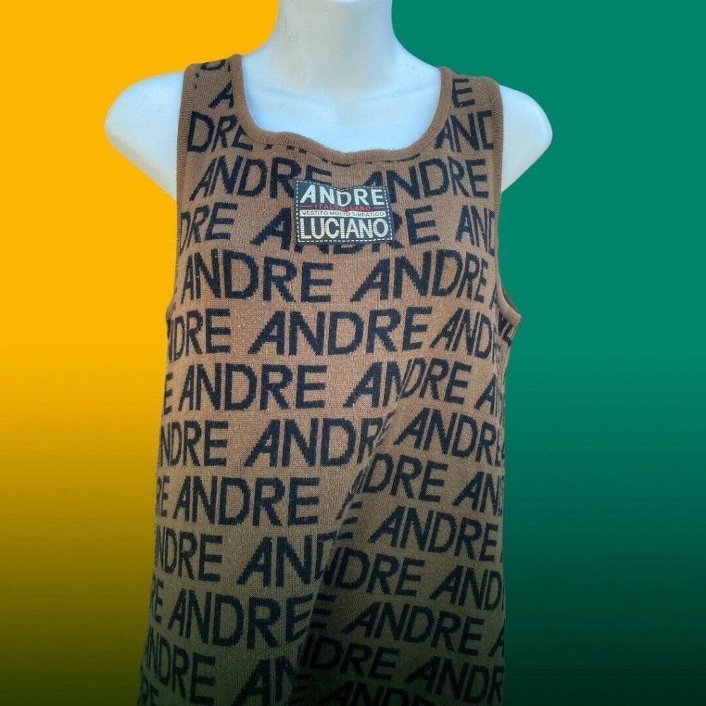 Vintage Andre Luciano Spell out Dress sweater Dress Stretch Knit medium Italy Mi